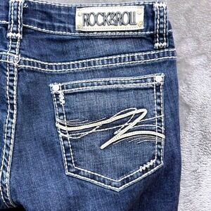 Rock and Roll Cowgirl Rival 29x34 Bootcut Jeans Dark Wash Low Rise Tall Western